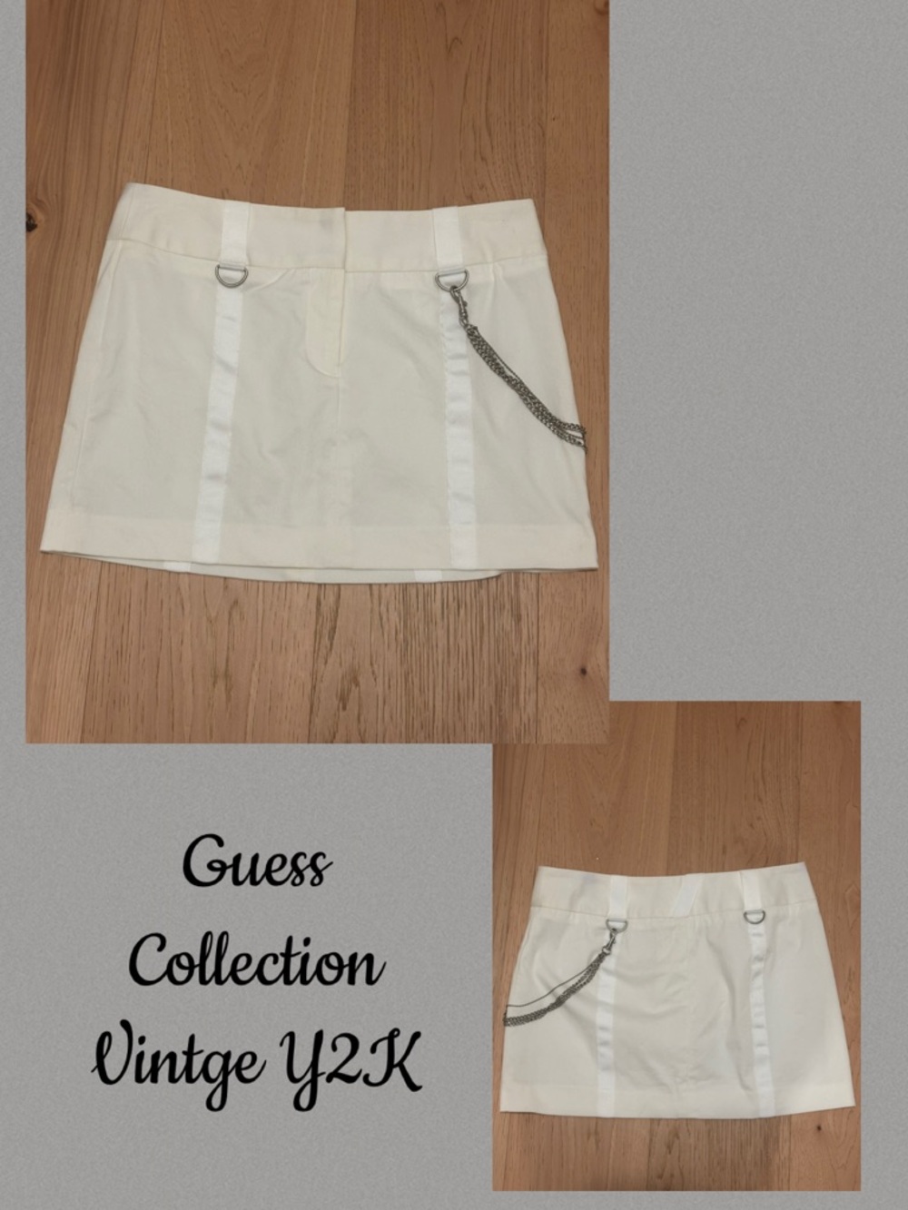 Guess Women's white Vintage Y2K mini Skirt with Chain Detail size 6